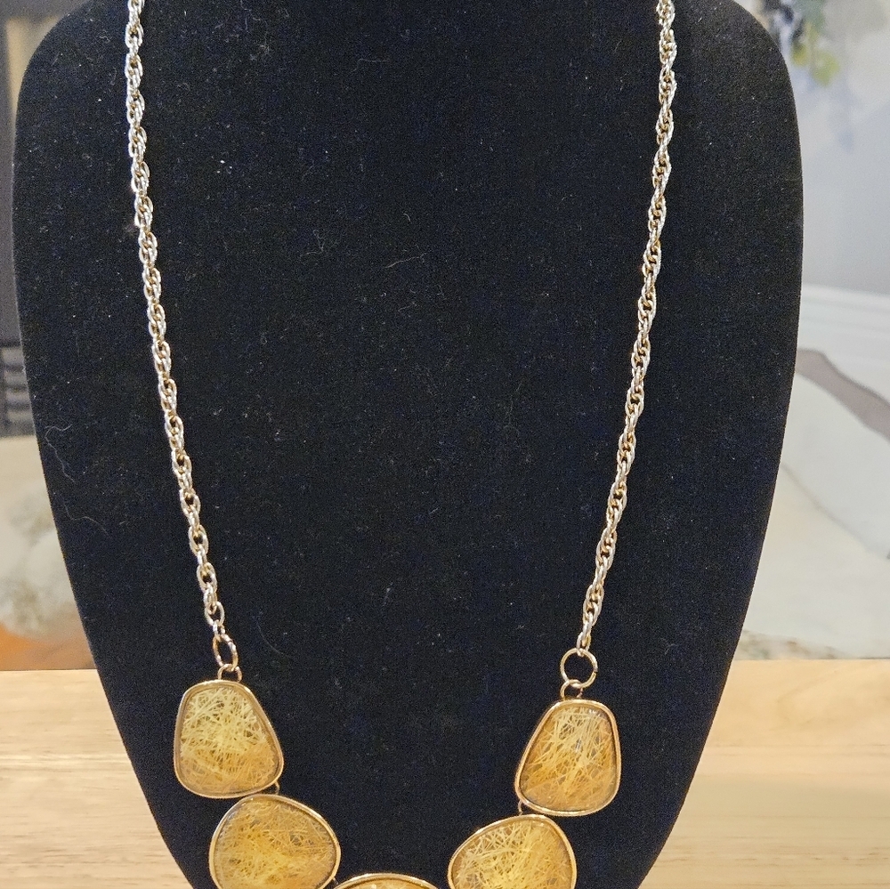 Elegant Gold Colored Statement Necklace - Picture 2 of 3